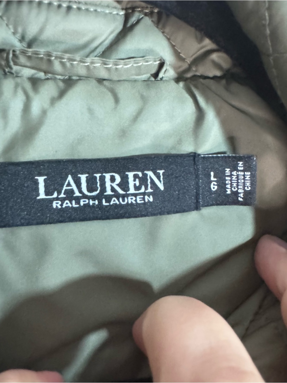 Lauren Ralph Lauren Quilted Vest Womens L Olive Green Crest Logo - Picture 5 of 9